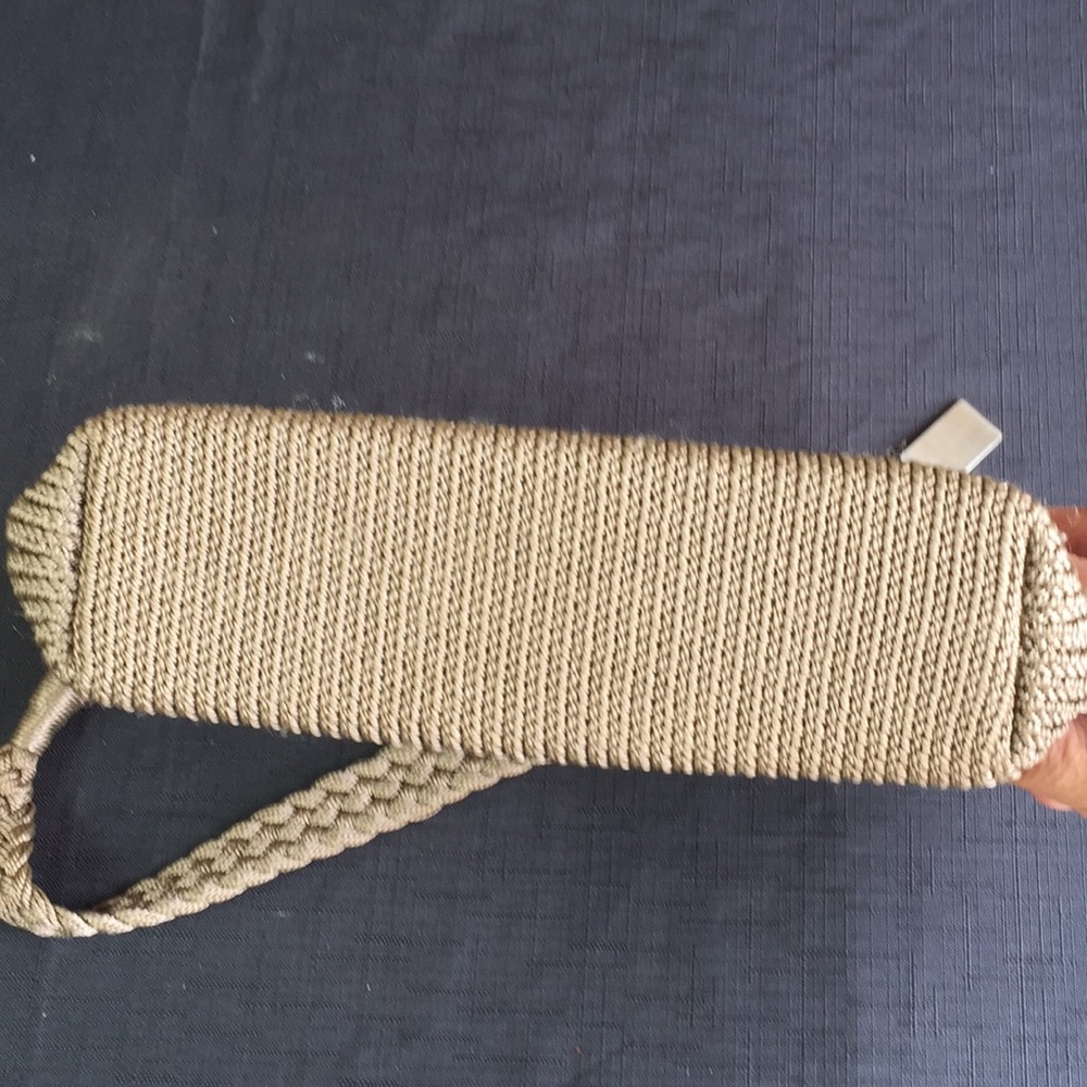 Lina Purse Bag Tan Pink Floral Lining Braided Strap Small - Picture 5 of 5